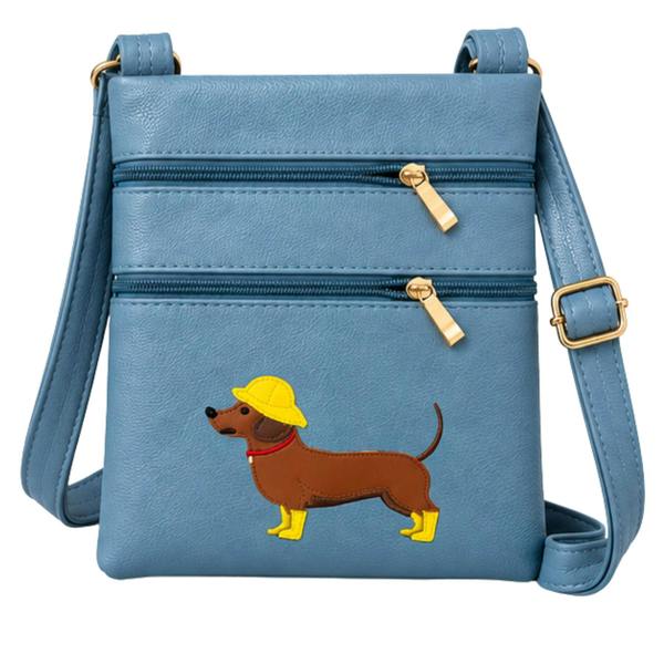 Fores Collection Ladies Dachshund Crossbody Bag – Faux Leather Dog Walking Shoulder Bag
