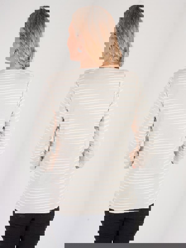 PennyPlain Round Neck Striped Top - Alpaca