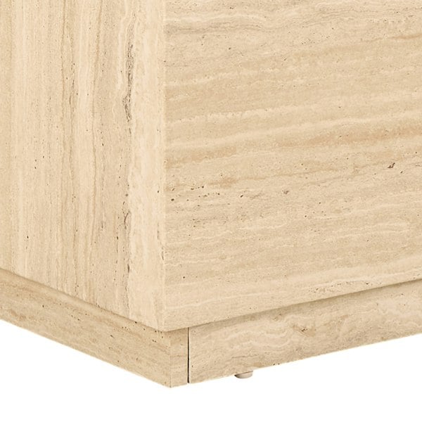 Furniture To Go Dice Square and Rectangular Coffee Table Set of 2 in Travertine Rough Paper Effect