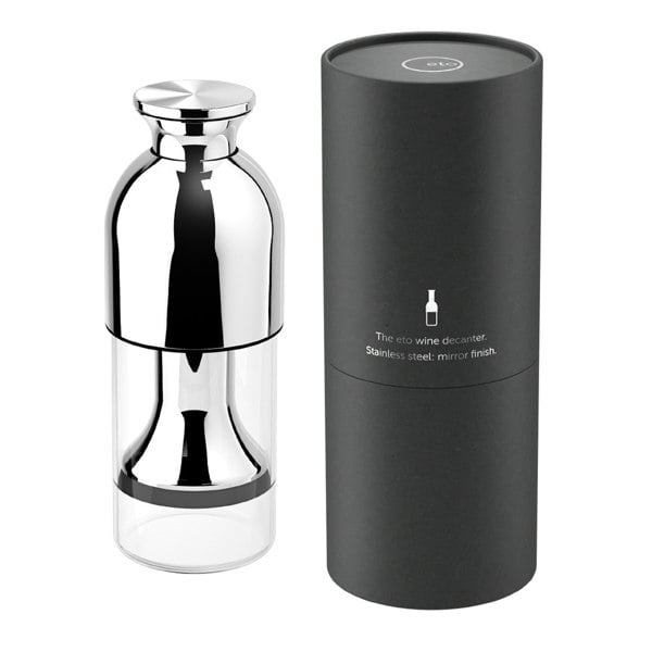 the eto stainless mirror wine decanter gift tube