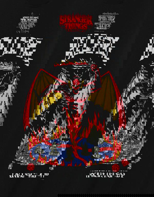 Stranger Things Unisex Black Hellfire Short Sleeved T-Shirt