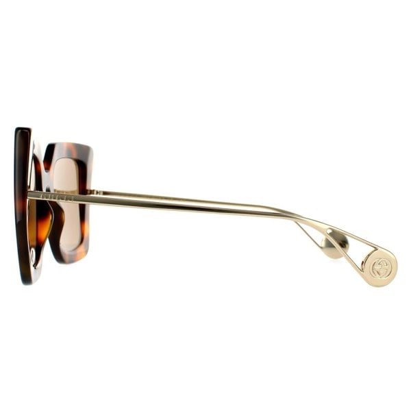 Gucci Sunglasses GG0435S 003 Havana and Gold Brown