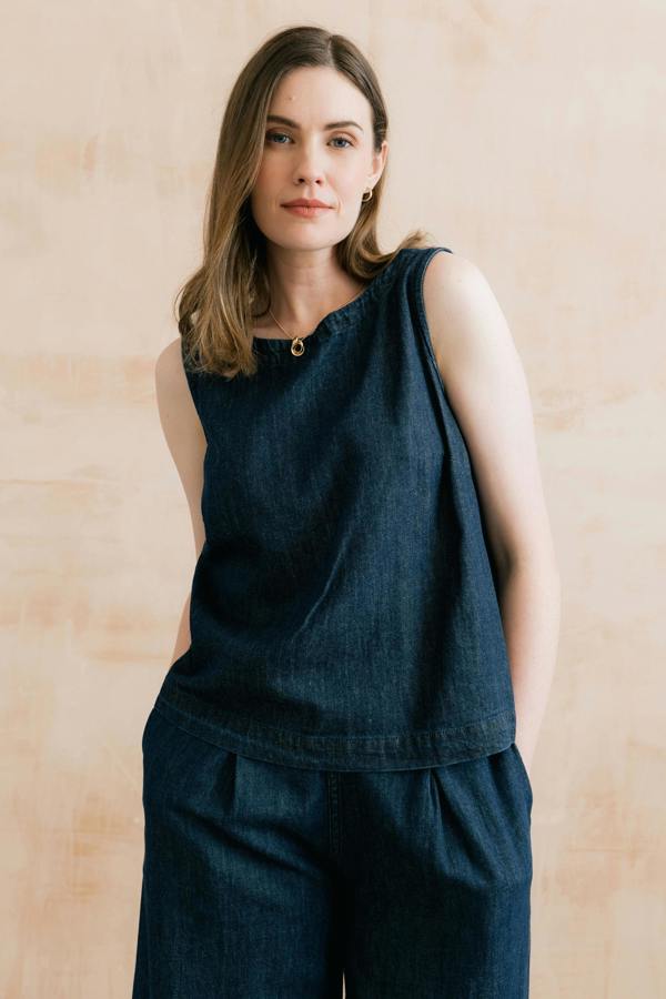 Cora Denim Button Back Vest
