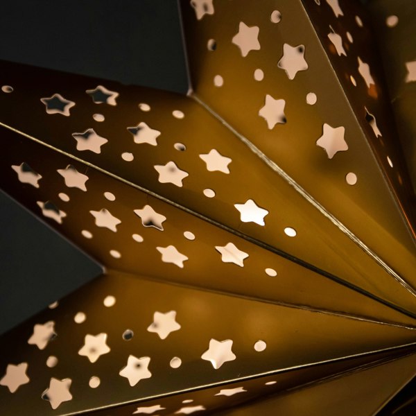Samuel Alexander 50cm Battery Powered Light up Gold Origami Hanging Christmas Star with LEDs