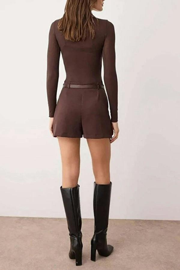 WOVCOR Belted Mini Short Skirt