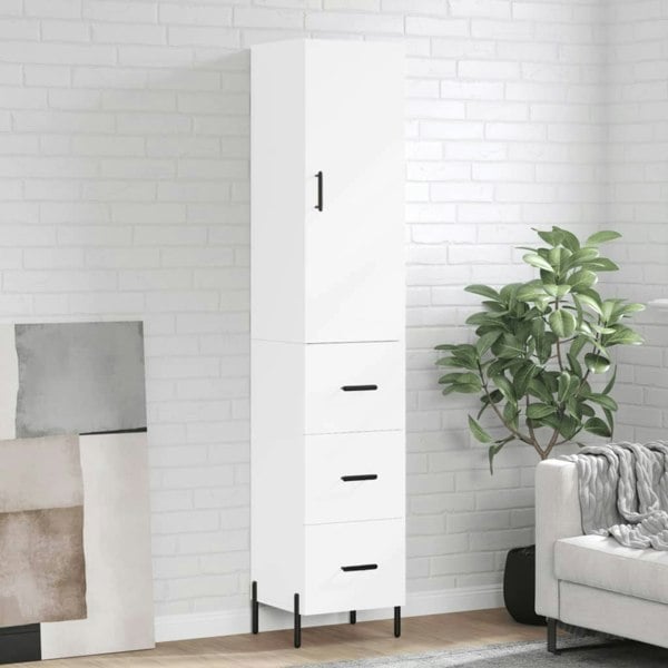 Berkfield Highboard White 34.5x34x180 cm Engineered Wood