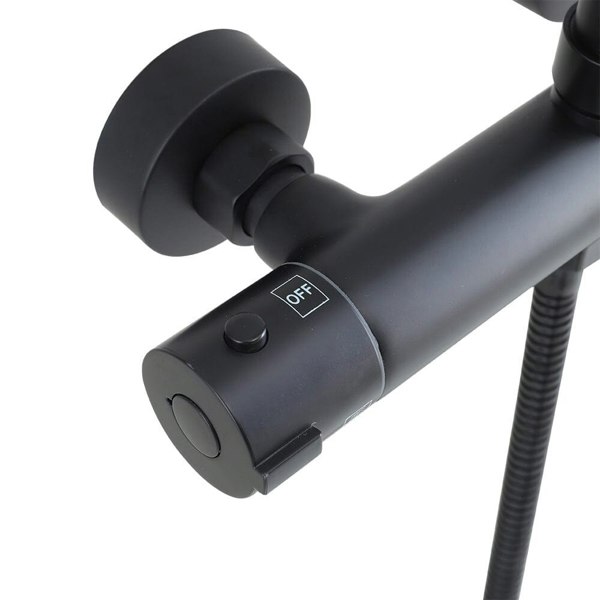 Black Round Shower Head Shower Mixer Set Shower Systems Living and Home
