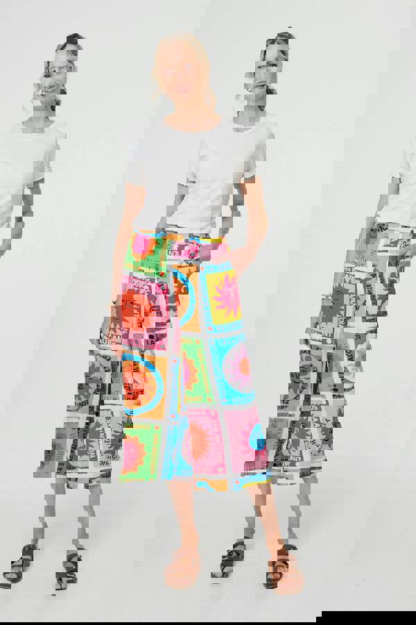 Orange | Patchwork Print Wide Leg Crop Trousers
