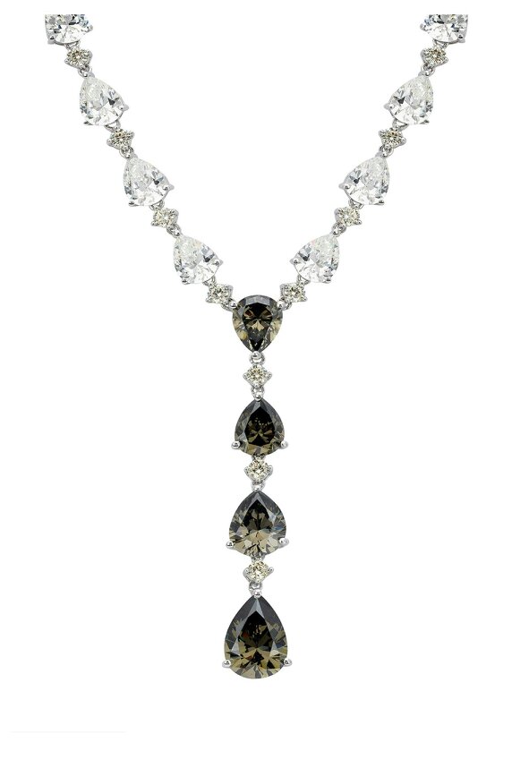 Latelita Elizabeth Statement Necklace Smokey Quartz Silver