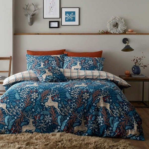 Portfolio Home Winter Stags Navy Duvet Cover Set
