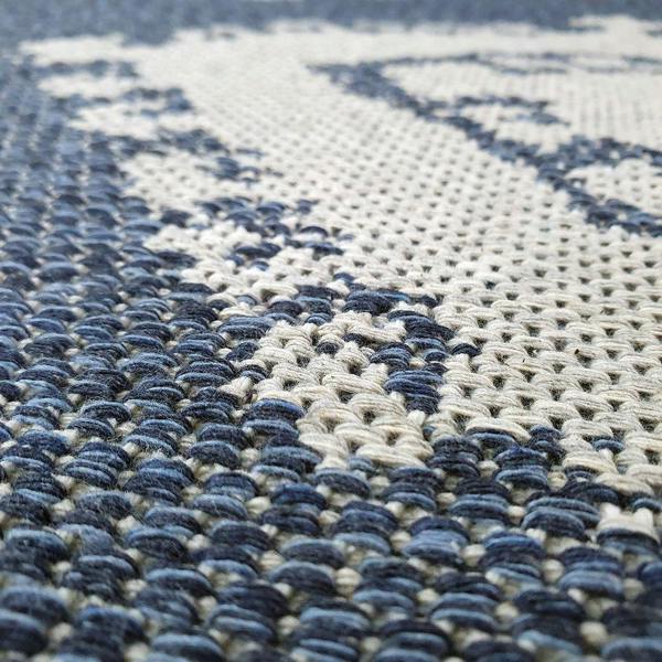 Navy Blue Rug 100% Cotton Washable Rugs Runners Moroccan Pattern Flat Weave Area Mat Large Small