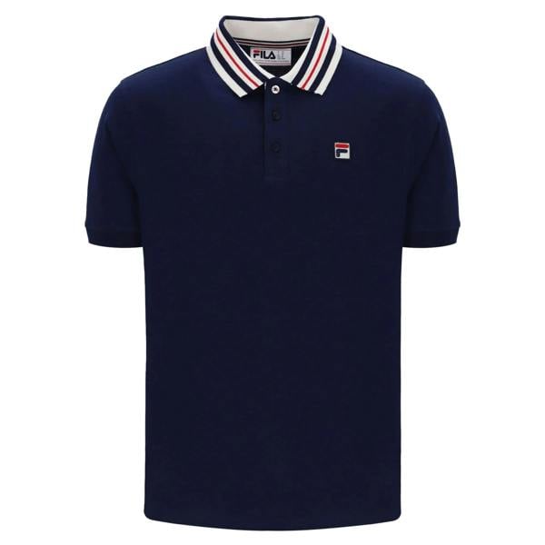 Fila Achille Heritage Contrast Collar Basic Polo Shirt Fila Navy