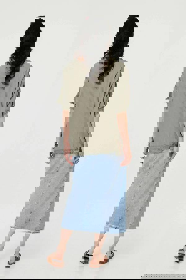 Grey | Frayed Edge Floral Embellished Top