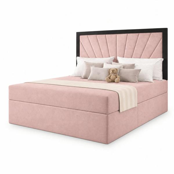 Great British Beds Mercer Contrast Border Divan Bed - Pink Plush