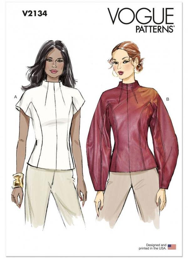 Vogue Sewing Pattern 2134, Tops for Women, H5 (6-8-10-12-14) - Intermediate
