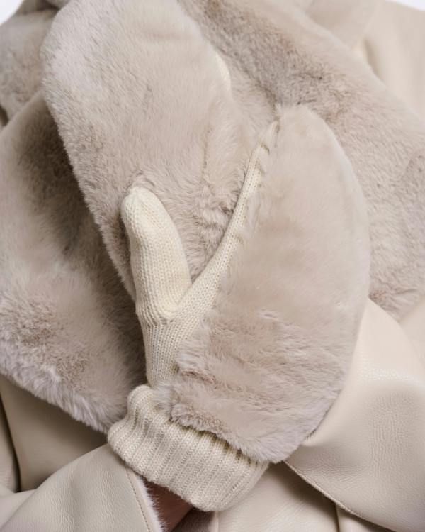 Rino & Pelle Oxo Womens Faux Fur Gloves - Birch | CHO | Designer Womens Faux fur gloves