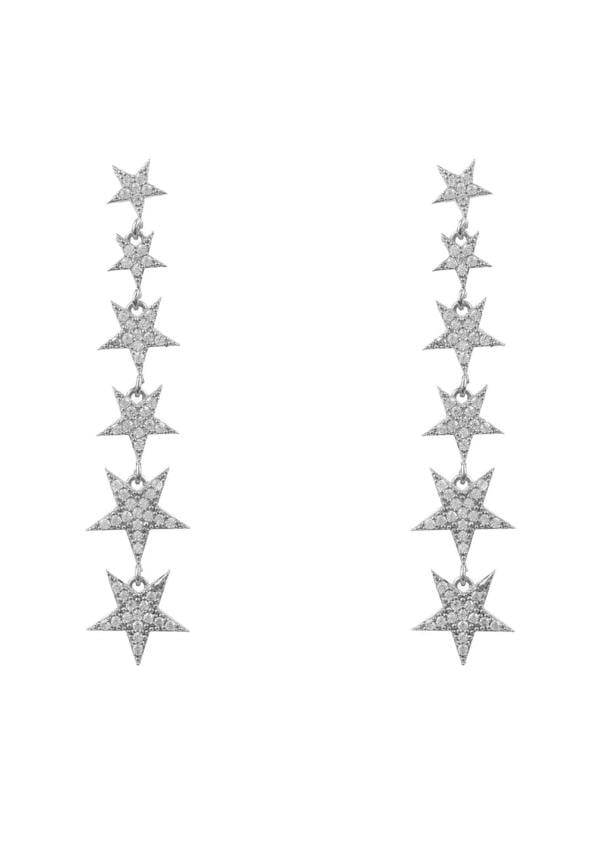 Graduated Star Drop Earrings Sterling Silver - LATELITA Earrings