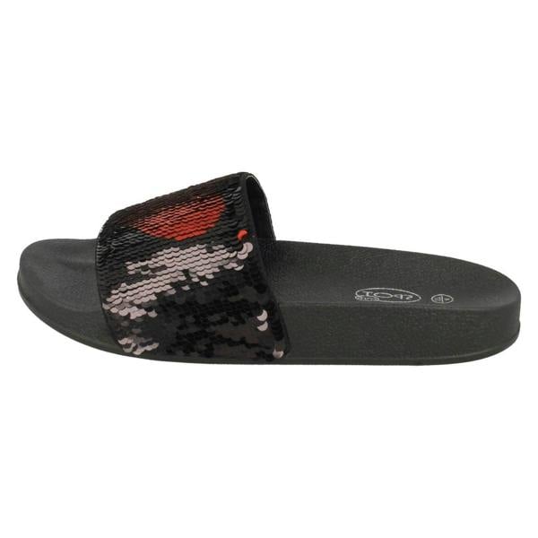 Spot On Ladies Spot On Reversible Heart Sequin Sliders F00154
