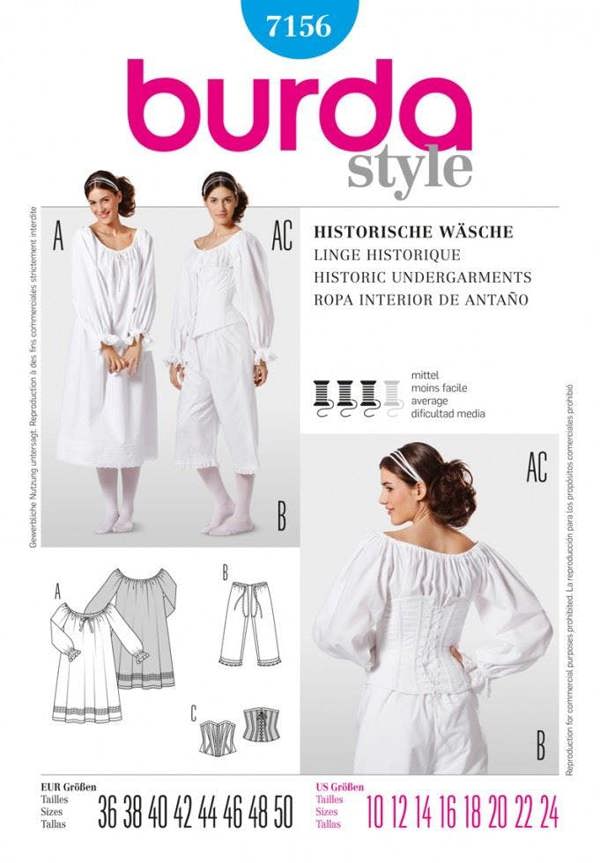 Burda Sewing Pattern 7156 Costumes and Vintage Style For Women, Sizes: 10-24 - Intermediate