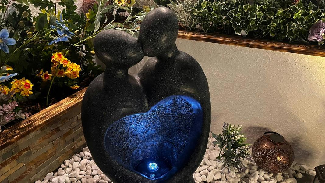 Tranquillity Water Features Heart Couple Contemporary Solar Water Feature