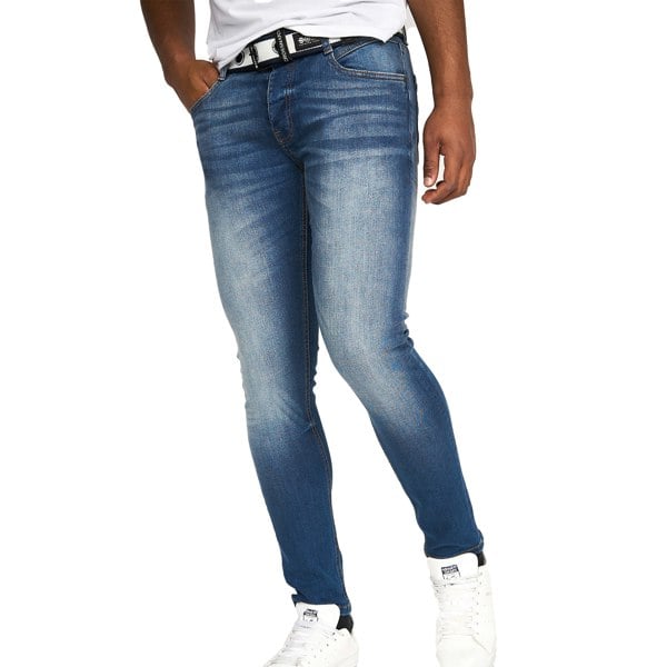 Crosshatch Mens Barbeck Slim Jeans - Tinted Blue