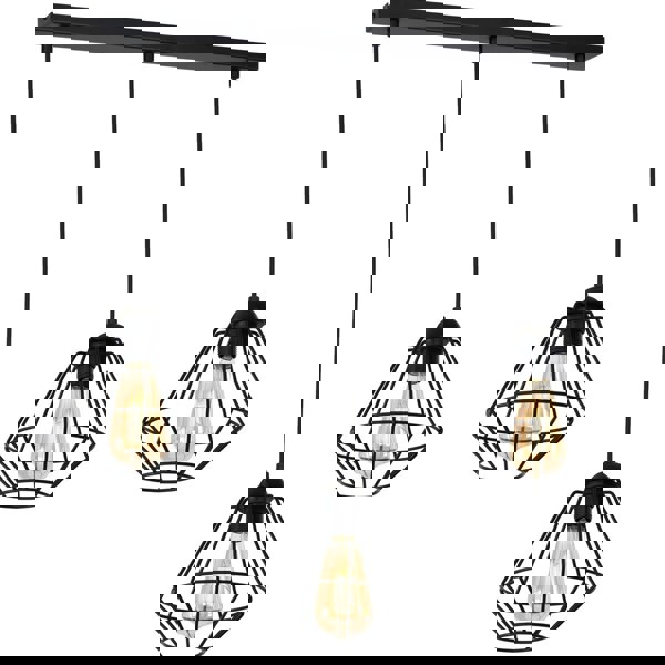 Milagro Colin Black Pendant Lamp 3XE27 Hand Made Matt Black Cage Style Lamps Creating Industrial Chic