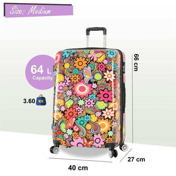 Infinity Luggage Hardside Shell Suitcase Set Printed Luggage Lightweight Cabin Travel Bag