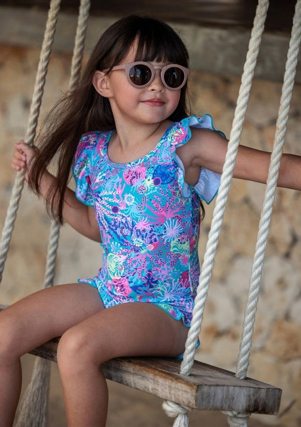 BOARDIES Coral Little Girls Swimsuit