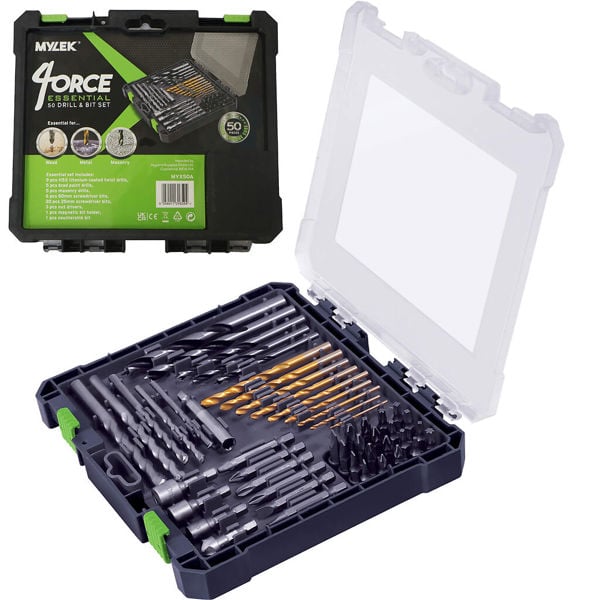 MYLEK 50 Piece Drill Bit And Screwdriver Accessory Set
