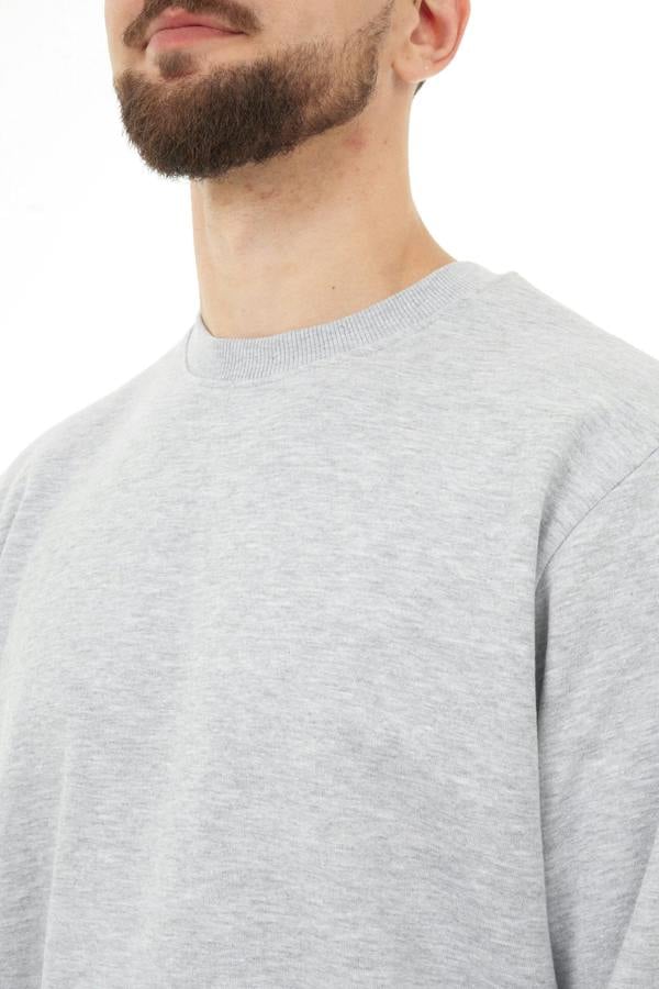 Smart Living Mens Polycotton Sweatshirt - Casual Long Sleeve Crewneck Pullover Jumper - Grey