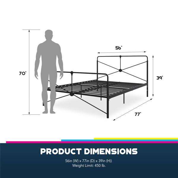 Dorel Home Leopold Metal Bed Black - Double
