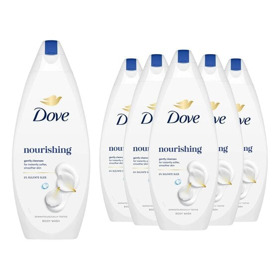 Dove Nourishing Body Wash 6 Pack, 0% Sulfate SLES Shower Gel, 225ml