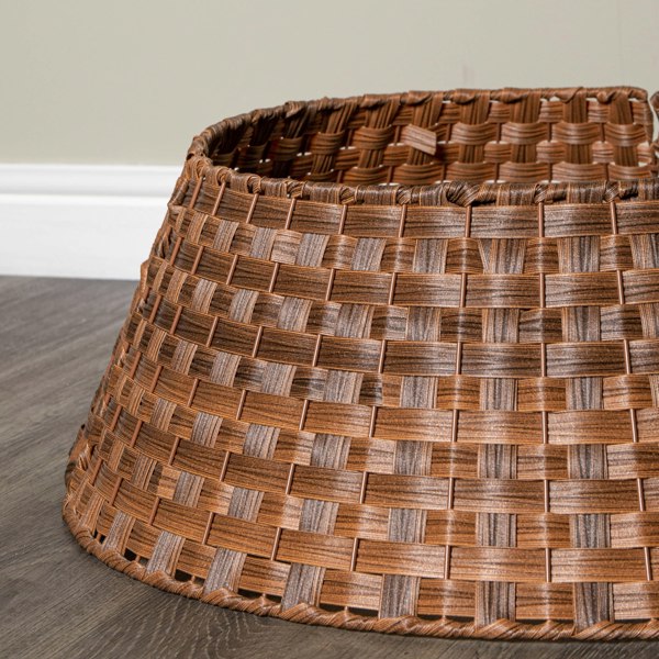 Samuel Alexander 48/70cm Samuel Alexander Large KD Plastic Wicker Rattan Woven Christmas Tree Skirt in Brown