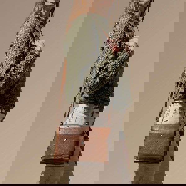 Assots London 'SANDRA' Tan Soft Nappa Full Grain Real Leather Crossbody Bag