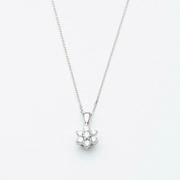 T. H. Baker 18ct White Gold 0.33ct Diamond Daisy Cluster Pendant Necklace KDCP33/21619C