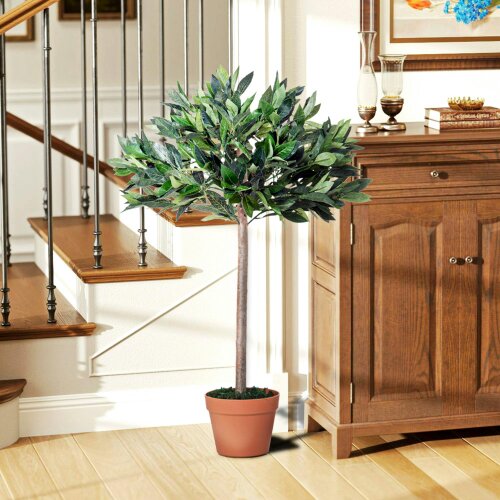 Wyld Haus Niladi Artificial Olive Style Tree In Green With Orange Accent Pot For Interior Decor