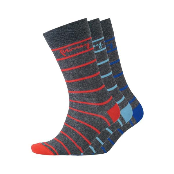Money Mens Striped Socks (Pack of 3) - Charcoal Marl - 