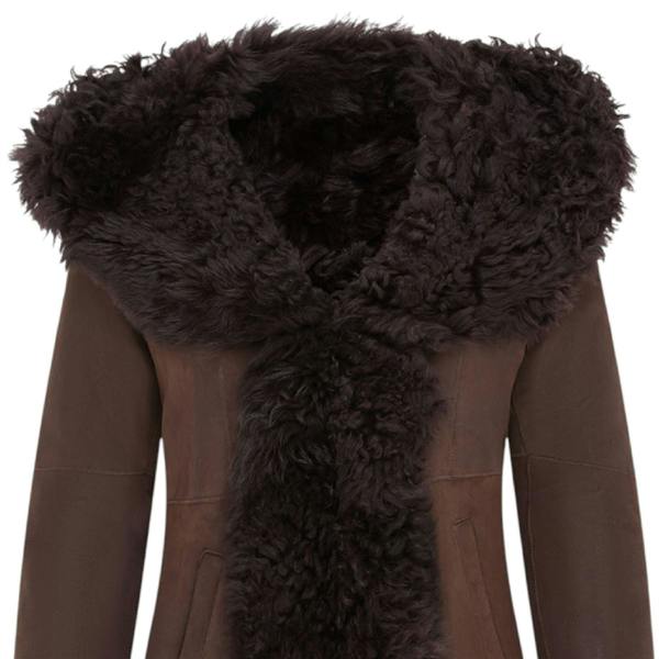 Infinity Leather Womens Toscana Sheepskin Leather Hooded Trench Coat - Coast