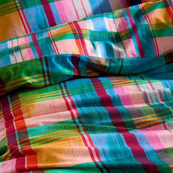 Sophie Robinson Wanderweave Ikat Check 100% Cotton Reversible Duvet Cover Set Bright