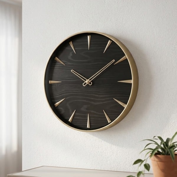 Garden Greatness Timeless Black & Gold Modern Wall Clock
