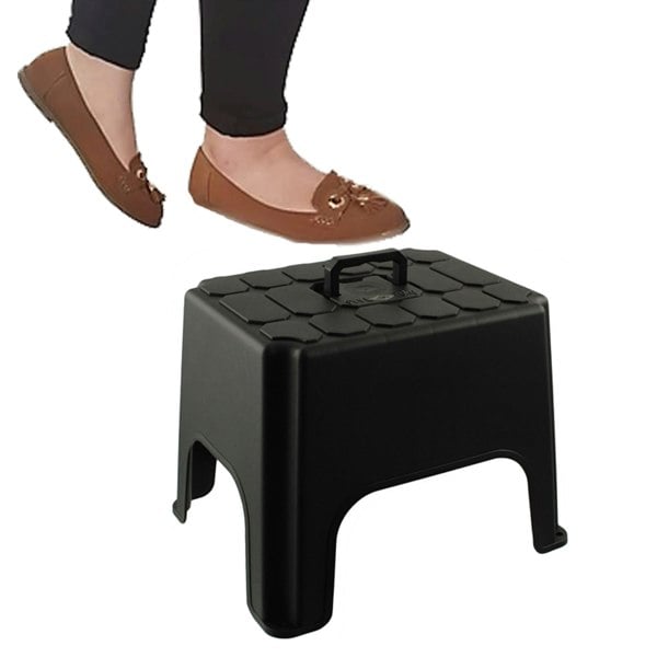 Non-Slip Step Up Black Step Stool With Built In Carry Handle