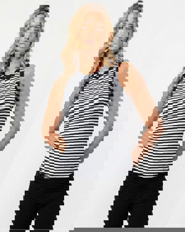 Tommy Hilfiger Stripe Rib Womens Slim Tank Top - Mini Stripe Desert Sky/White