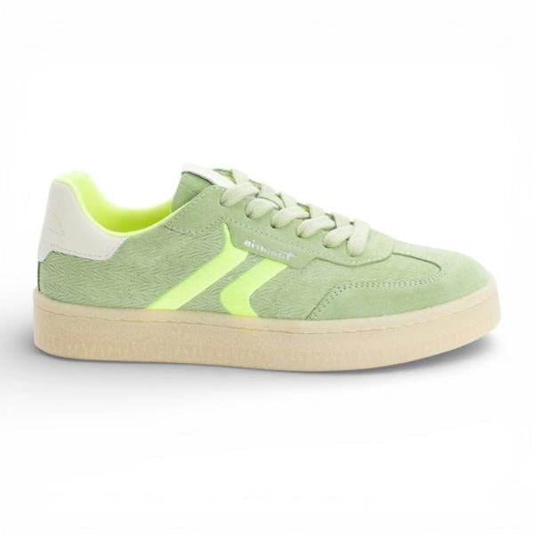Tamaris Women's Green Leather Neon Stripes Sneakers