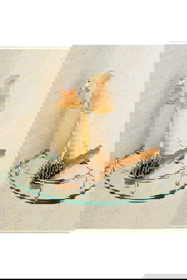 Living and Home Single Layer Bathroom Glass Bathtub Shower Triangle Shelf Storage Rack, Modern Style Glass Bathroom Storage Rack Glass Corner Shelf