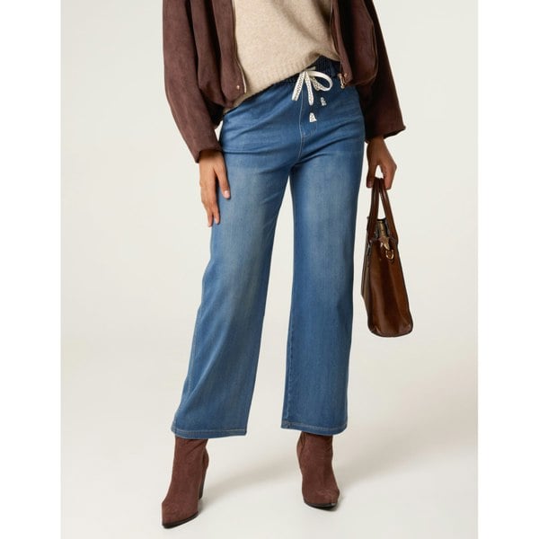 Blue Vanilla Elasticated Waist Jeans With Tie