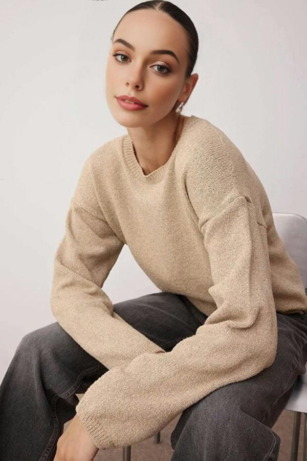 WOVCOR Cotton Loose Fit Basic Knit Sweater