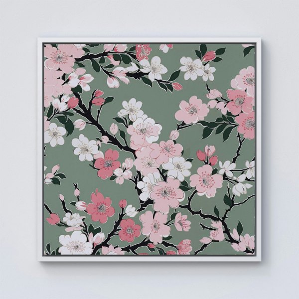 Warren Reed Pink Floral Abstract Pattern Framed Canvas