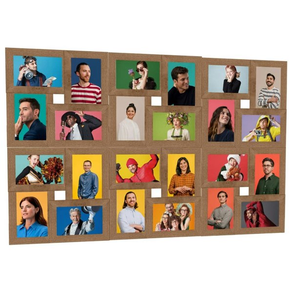 Berkfield Collage Photo Frame for 24x(10x15 cm) Picture Light Brown MDF