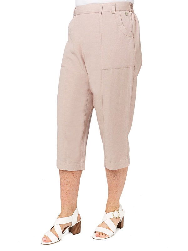 PennyPlain Linen Blend Cropped Trousers - Cloud