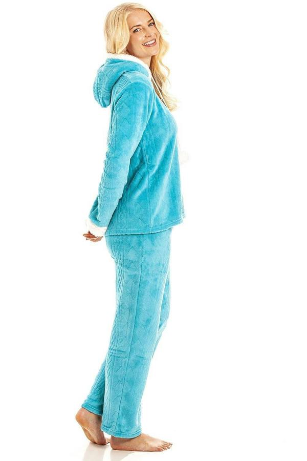 Camille Women's Hooded Pyjama Set Long Sleeve Fleece Nightwear
